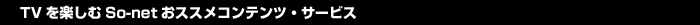 TVを楽しむSo-netおススメコンテンツ・サービス