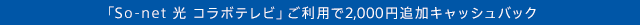 $B!V(BSo-net $B8w(B $B%3%i%\%F%l%S!W$4MxMQ$G(B2,000$B1_DI2C%-%c%C%7%e%P%C%/(B
