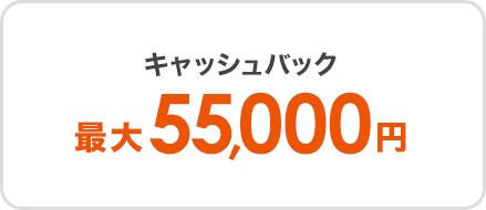 キャッシュバック最大55,000円