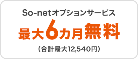 So-netオプションサービス最大6カ月無料（合計最大12,540円）