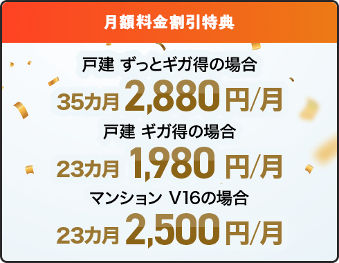 月額料金割引特典 初年度の基本料金ずーっと980円！