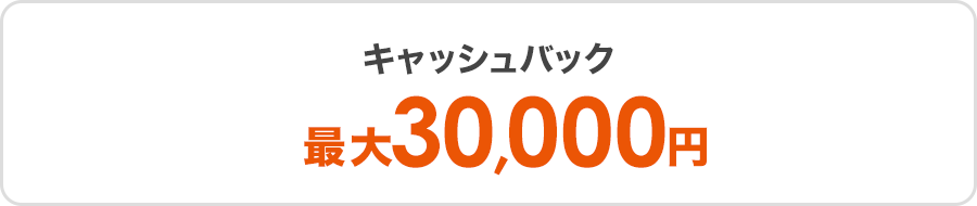 キャッシュバック最大30,000円