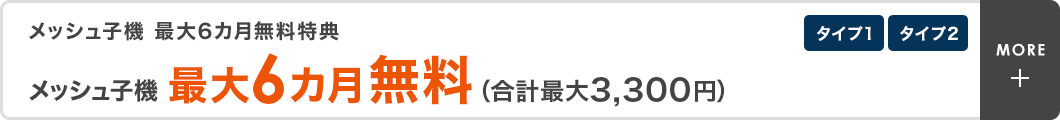 メッシュ子機 最大6カ月無料特典 メッシュ子機最大6カ月無料（合計最大3,300円）