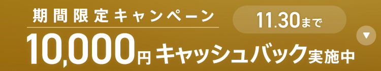 期間限定キャンペーン10,000円キャッシュバック実施中 11.30まで