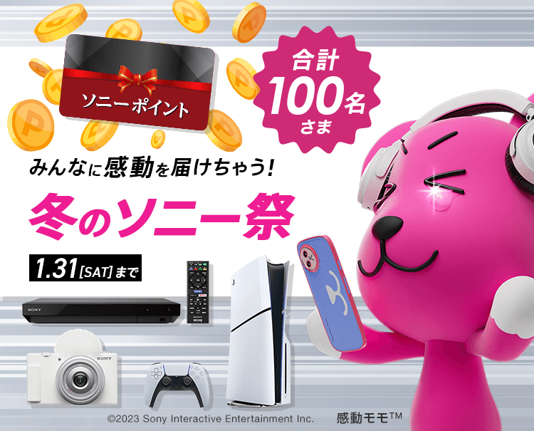 みんなに感動を届けちゃう!冬のソニー祭 合計100名さま　 1月31日(SAT)まで