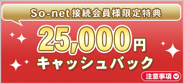 So-net接続会員様限定特典 25,000円キャッシュバック（注意事項）