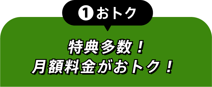 ①おトク 特典多数!月額料金がおトク!