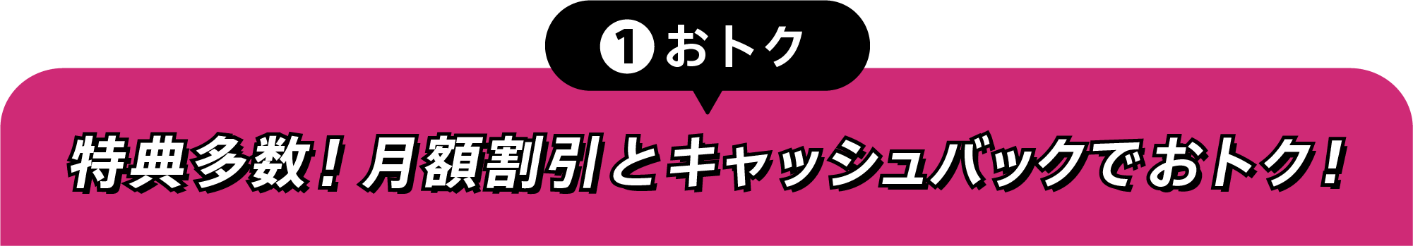 ①おトク 特典多数!月額割引とキャッシュバックでおトク!