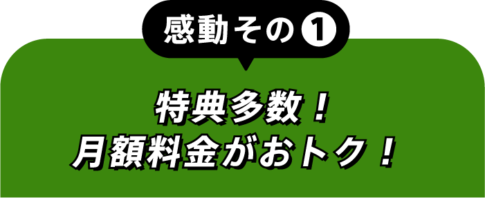 感動その①特典多数!月額料金がおトク!